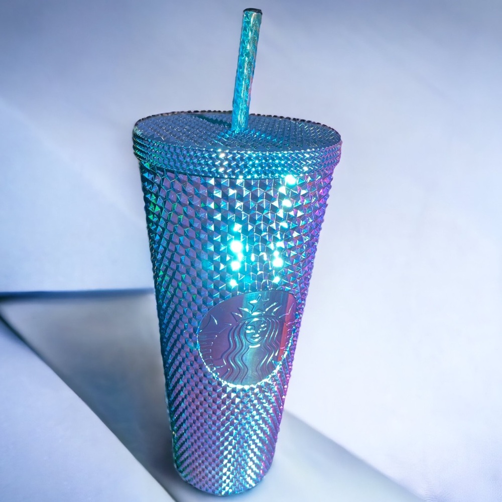 NEW Starbucks 24oz Teal Chrome Studded Venti Tumbler NWT - Picture 3 of 11